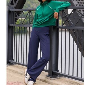 OFFLINE By Aerie Real Me XTRA High Waisted Trouser Woman Large Navy Blue Office
